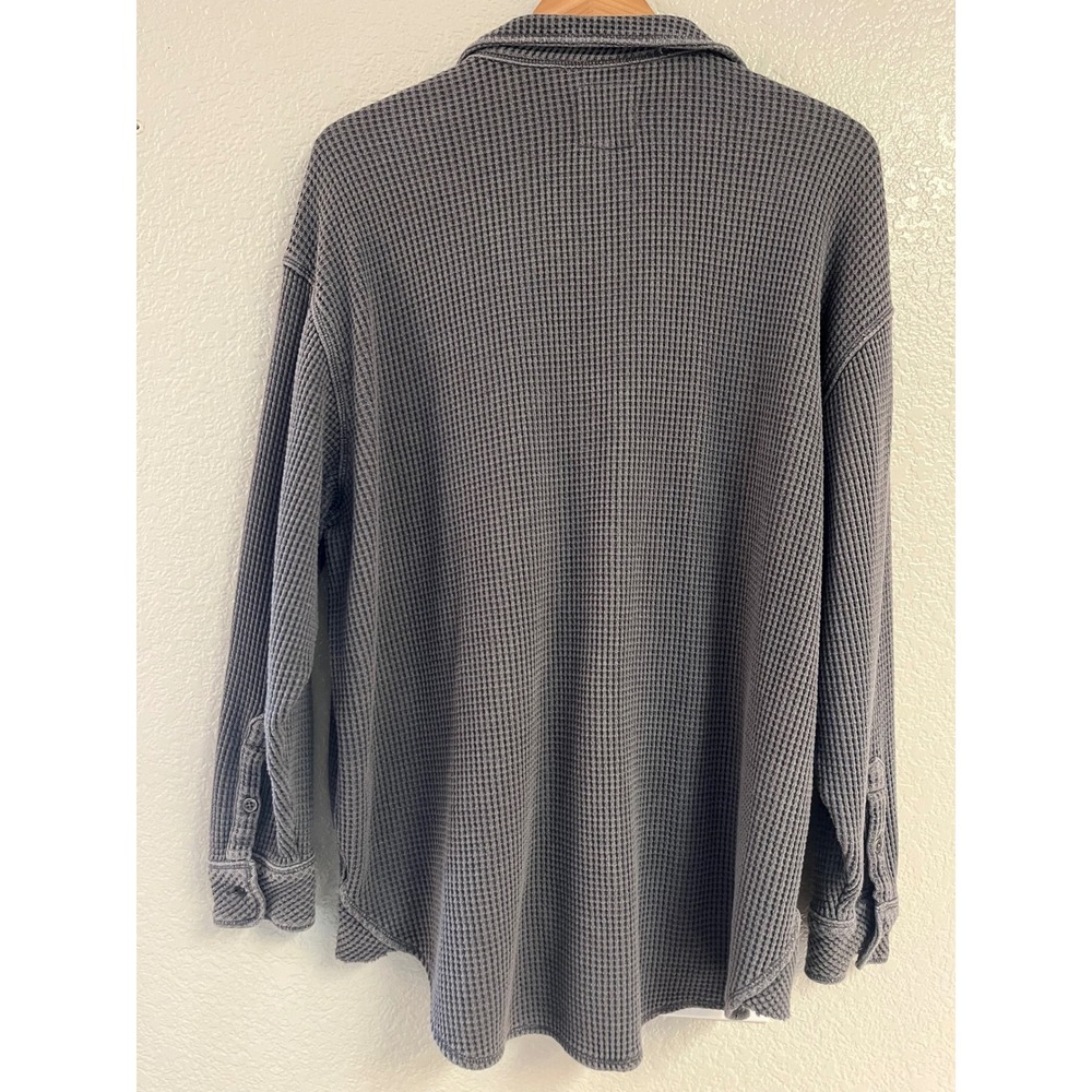Aerie Lumberjane Oversized Waffle Knit Button Down Charcoal Gray Shacket Small - Picture 3 of 5